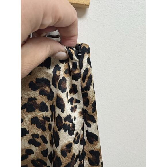FSL Apparel Leopard Print Skirt Women’s Medium Asymmetrical Ruffle Hem Lined - Picture 6 of 9